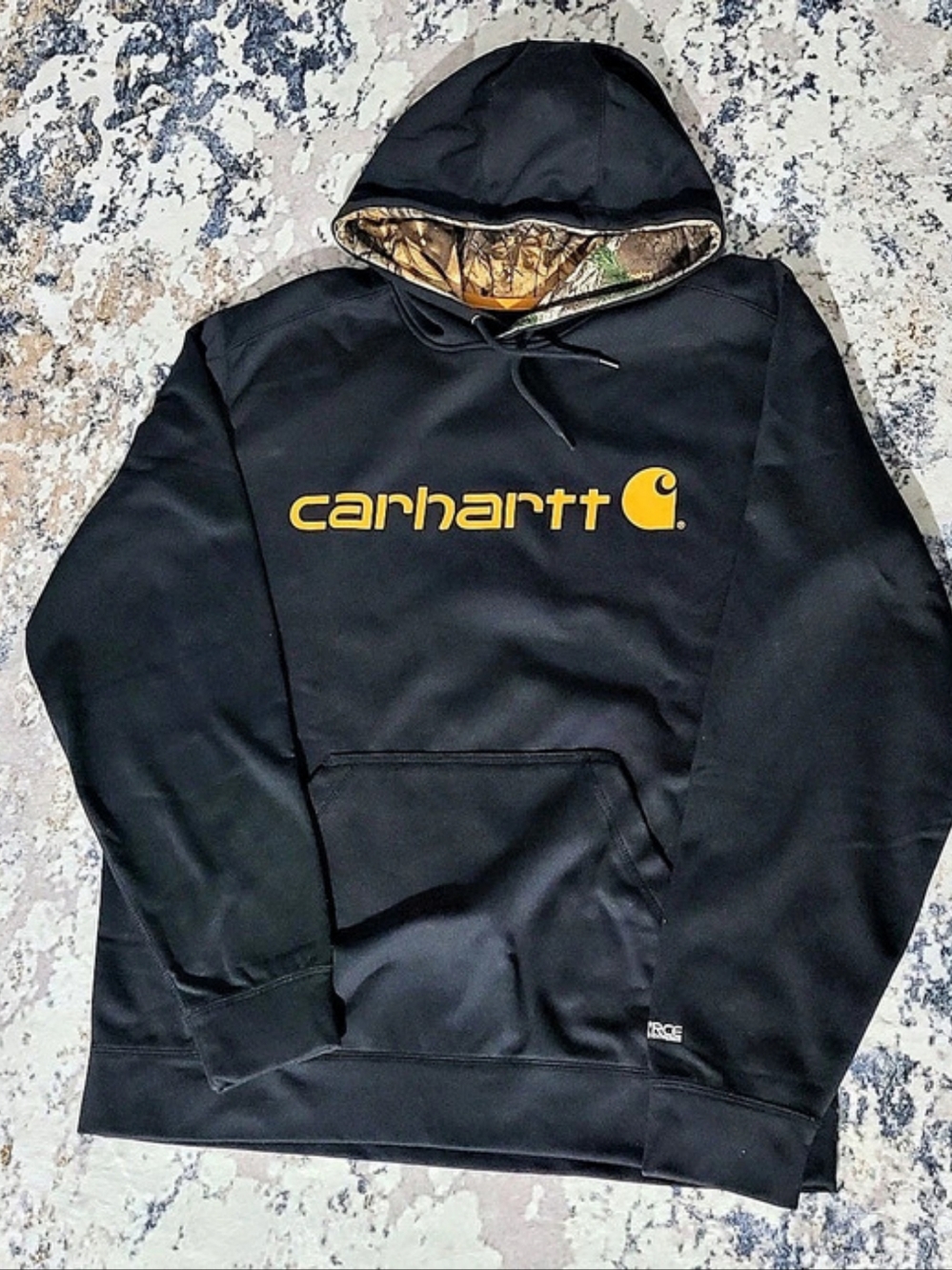 Carhartt Force Logo Graphic Hooded Sweatshirt Black & Brown Large